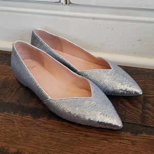J.Crew Gwen Pointed D’orsay Flat in Sequins AB938
